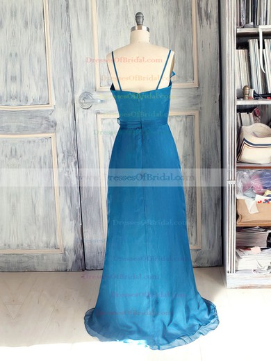 Wholesale Sweep Train Chiffon with Spaghetti Straps Ruffles V-neck Mother of the Bride Dress #DOB01021620