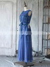 Royal Blue A-line Chiffon Lace Sashes / Ribbons Scoop Neck Mother of the Bride Dress #DOB01021623