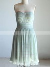 Short/Mini Discount Sage Chiffon Ruffles Lace-up Sweetheart Bridesmaid Dresses #DOB01012470
