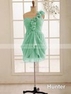 One Shoulder Light Sky Blue Chiffon Flower(s) A-line Bridesmaid Dress #DOB01012471