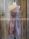 Nice One Shoulder Short/Mini Chiffon Flower(s) A-line Bridesmaid Dress #DOB01012476