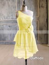 Nice One Shoulder Short/Mini Chiffon Flower(s) A-line Bridesmaid Dress #DOB01012476