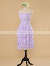 Sheath/Column Lilac Chiffon Tiered Strapless Beautiful Bridesmaid Dresses #DOB01012483