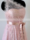 Top Short/Mini Sashes/Ribbons One Shoulder Pink Lace Bridesmaid Dress #DOB01012490