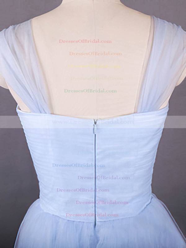 Good Knee-length Light Sky Blue Tulle Ruffles Sweetheart Bridesmaid Dresses #DOB01012498