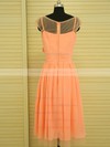 Scoop Neck Knee-length Flower(s) Orange Chiffon Nice Bridesmaid Dress #DOB01012499