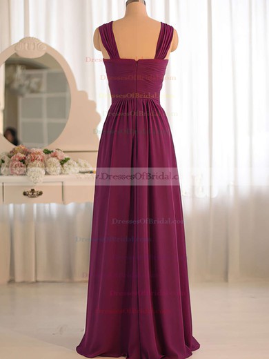 A-line Grape Chiffon with Criss Cross V-neck Junior Bridesmaid Dress #DOB01012503