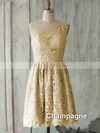 One Shoulder Ruffles Backless Sage Lace Short/Mini Bridesmaid Dress #DOB01012505