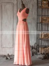 Modest Watermelon Chiffon Ruffles Floor-length V-neck Bridesmaid Dresses #DOB01012506