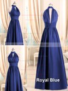 Designer Halter Royal Blue Chiffon Ruffles Long Bridesmaid Dresses #DOB01012508