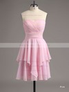 Sweetheart Short/Mini Ruffles Pink Chiffon Bridesmaid Dresses #DOB01012513