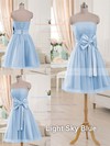 Strapless Bow Lace-up Short/Mini Blue Tulle Bridesmaid Dresses #DOB01012516
