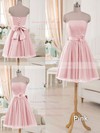 Cute Lilac Tulle Sashes/Ribbons Short/Mini Strapless Bridesmaid Dresses #DOB01012517