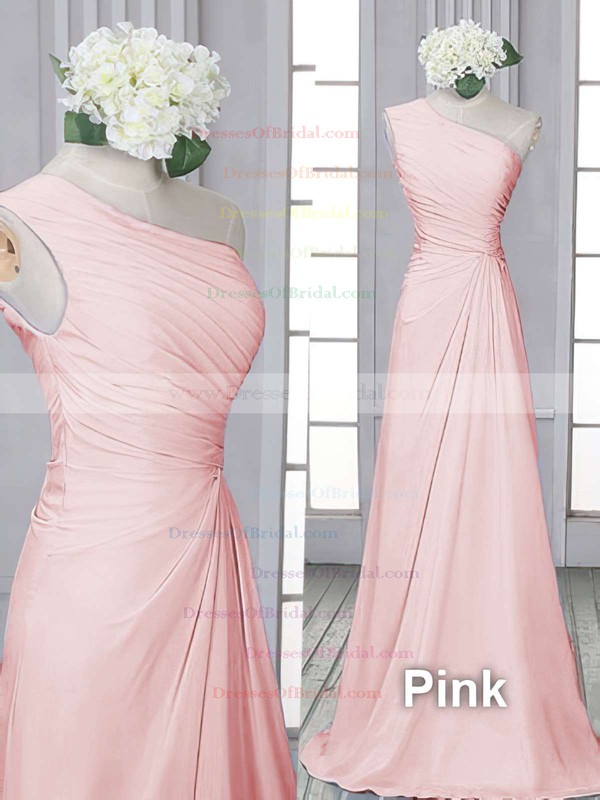 Lavender Chiffon One Shoulder Ruffles Sheath/Column Bridesmaid Dress #DOB01012522