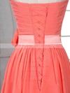 Sheath/Column Flower(s) Lace-up Watermelon Chiffon Sweetheart Bridesmaid Dress #DOB01012526