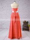 Sheath/Column Flower(s) Lace-up Watermelon Chiffon Sweetheart Bridesmaid Dress #DOB01012526