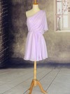 One Shoulder Ruffles Short/Mini 1/2 Sleeve Good Chiffon Bridesmaid Dresses #DOB01012533