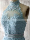 Sheath/Column Lace Tulle Appliques Short/Mini High Neck Bridesmaid Dresses #DOB01012538