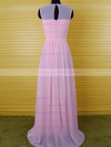 Simple Pearl Pink Chiffon Floor-length Ruffles Sheath/Column Scoop Neck Bridesmaid Dress #DOB01012542