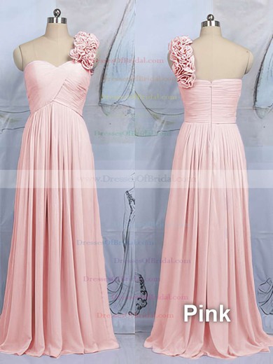 Modern One Shoulder Lilac Chiffon Flower(s) Sheath/Column Bridesmaid Dress #DOB01012545