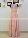 Top Scoop Neck Ruffles Pink Chiffon Floor-length Bridesmaid Dresses #DOB01012551