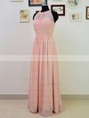 Top Scoop Neck Ruffles Pink Chiffon Floor-length Bridesmaid Dresses #DOB01012551