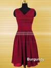 Best V-neck Ruffles Knee-length Orange Chiffon Bridesmaid Dresses #DOB01012556