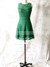 Open Back Elegant Lace Sheath/Column Scoop Neck Green Bridesmaid Dress #DOB01012561