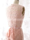 Discount Sheath/Column Lace with Sashes/Ribbons Pink Scoop Neck Bridesmaid Dress #DOB01012562