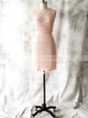 Discount Sheath/Column Lace with Sashes/Ribbons Pink Scoop Neck Bridesmaid Dress #DOB01012562