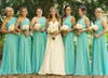 A-line Blue Chiffon Ruffles Modest One Shoulder Bridesmaid Dress #DOB01012568