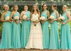 A-line Blue Chiffon Ruffles Modest One Shoulder Bridesmaid Dress #DOB01012568