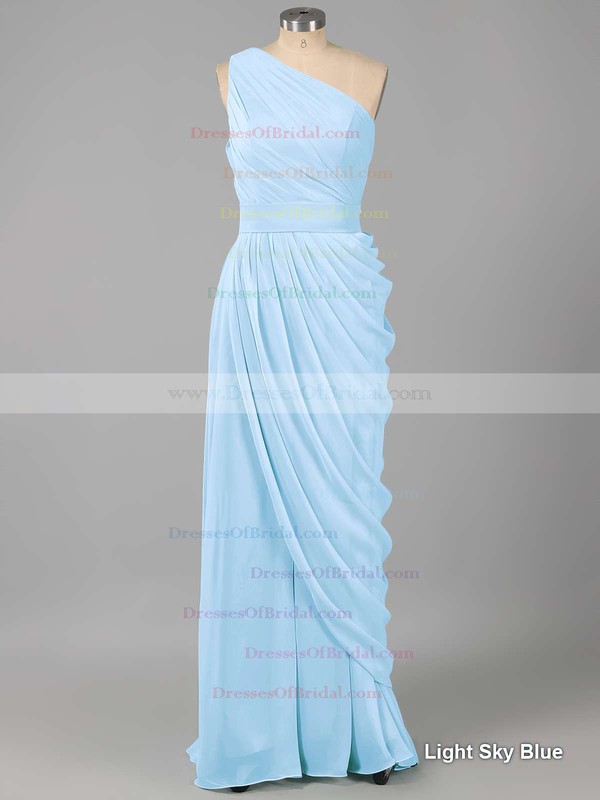For Cheap Chiffon Ruched One Shoulder Sheath/Column Bridesmaid Dresses #DOB01012578