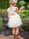 Short/Mini Scoop Neck White Lace Organza Sashes/Ribbons Modern Flower Girl Dress #DOB01031853