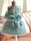 Emerald Satin Tulle Bow Knee-length Scoop Neck Online Flower Girl Dresses #DOB01031858