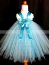 Affordable Empire Blue Tulle with Flower(s) Ankle-length Flower Girl Dresses #DOB01031868