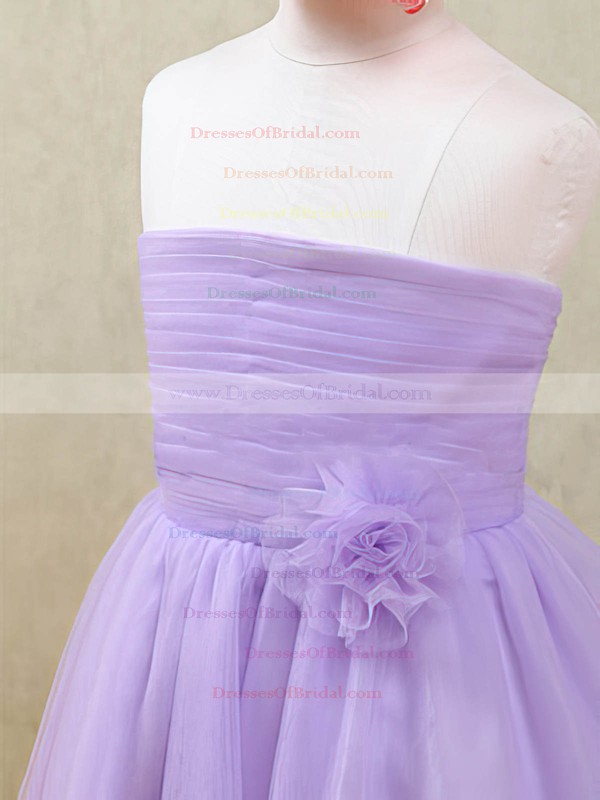 Strapless Tulle with Flower(s) Popular Lavender Ankle-length Flower Girl Dresses #DOB01031874