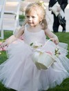 Pink Latest Ball Gown Scoop Neck Tulle Flower(s) Ankle-length Flower Girl Dresses #DOB01031888