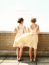 Champagne Knee-length Chiffon Sequined Sashes/Ribbons Great Bridesmaid Dress #DOB01012134
