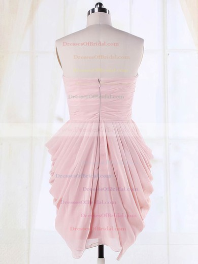 Good Sweetheart Pleats Chiffon Short/Mini Pink Bridesmaid Dresses #DOB01012135