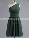 Nicest Sage Ruffles Chiffon Knee-length One Shoulder Bridesmaid Dresses #DOB01012181