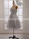 Online Silver Sequined Tulle Sweetheart Knee-length Bridesmaid Dress #DOB01012186