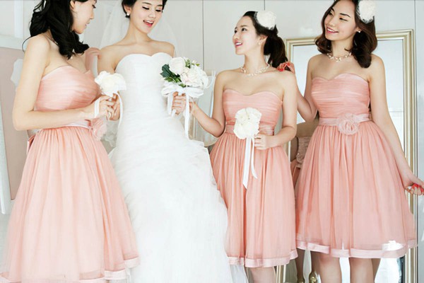 Sweetheart Pearl Pink Tulle Sashes/Ribbons Best Ball Gown Bridesmaid Dresses #DOB01012204