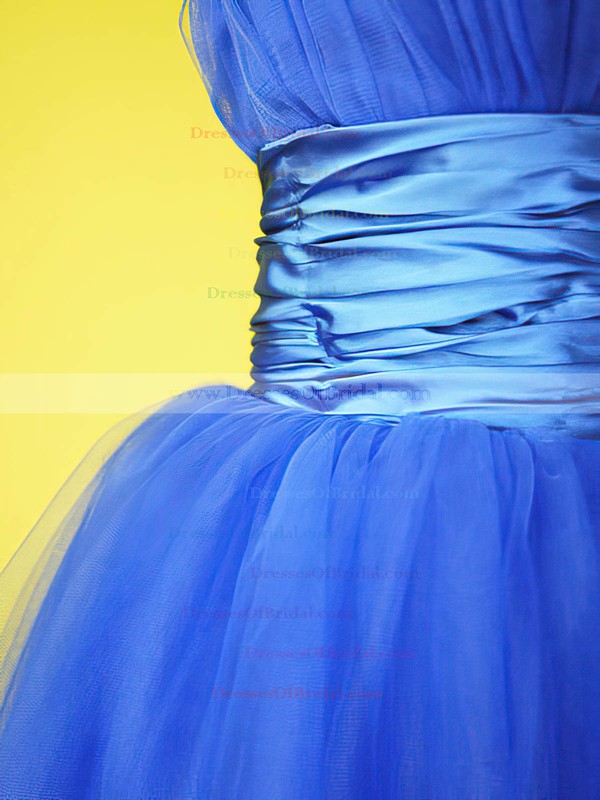 Strapless Empire Knee-length Tulle Draped Bridesmaid Dresses #DOB01012214