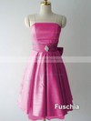 Elegant Knee-length Pink Satin with Bow Strapless Bridesmaid Dresses #DOB01012217
