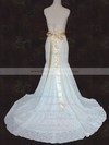 Strapless Trumpet/Mermaid Court Train Lace Sashes/Ribbons Wedding Dresses #DOB00021424