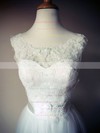 Scoop Neck A-line Floor-length Lace Tulle Sashes/Ribbons Wedding Dresses #DOB00021435