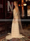 Scoop Neck Trumpet/Mermaid Court Train Chiffon Tulle Elastic Woven Satin Ruffles Wedding Dresses #DOB00021443