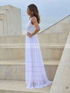 V-neck A-line Floor-length Chiffon Lace Wedding Dresses #DOB00021458