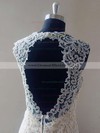 V-neck Trumpet/Mermaid Sweep Train Lace Tulle Elastic Woven Satin Appliques Lace Wedding Dresses #DOB00021469